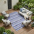9' X 12' Blue Striped Washable Non Skid Indoor Outdoor Area Rug