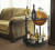 32" Brown Solid Wood Oval Rolling Bar Cart With Wine Storage 32" Brown Solid Wood Oval Rolling Bar Cart With Wine Storage