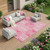9' X 12' Blush Abstract Washable Non Skid Indoor Outdoor Area Rug