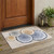 3' X 5' Beige Blue and Gold Faux Bois Washable Non Skid Indoor Outdoor Area Rug