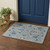 2' X 3' Gray Blue And Ivory Wool Floral Medallion Hand Hooked Area Rug 2' X 3' Gray Blue And Ivory Wool Floral Medallion Hand Hooked Area Rug