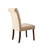 Set of Two Tufted Beige and Brown Upholstered Linen And Solid Wood Dining Side Chairs Set of Two Tufted Beige and Brown Upholstered Linen And Solid Wood Dining Side Chairs