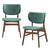 Set of Two Green and Brown Fabric Open Back Dining Side Chairs