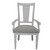 Set of Two Light Gray and White Upholstered Linen And Solid Wood Open Back Dining Arm Chairs Set of Two Light Gray and White Upholstered Linen And Solid Wood Open Back Dining Arm Chairs