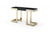 52" Black and Gold Glass Pedestal Console Table