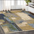 5' X 8' Blue And Green Abstract Area Rug With Fringe 5' X 8' Blue And Green Abstract Area Rug With Fringe