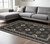 8' X 11' Navy Blue And Gold Medallion Area Rug With Fringe