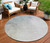 8' Beige Sky Blue And Teal Blue Round Ombre Washable Indoor Outdoor Area Rug