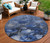 8' Navy Blue And Denim Blue Round Floral Washable Indoor Outdoor Area Rug