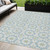 5' X 8' Sky Blue Ivory And Artichoke Green Floral Medallion Washable Indoor Outdoor Area Rug 5' X 8' Sky Blue Ivory And Artichoke Green Floral Medallion Washable Indoor Outdoor Area Rug