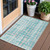 3' X 5' Teal Blue And Ivory Abstract Washable Indoor Outdoor Area Rug 3' X 5' Teal Blue And Ivory Abstract Washable Indoor Outdoor Area Rug