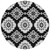 8' Black And Ivory Round Medallion Washable Indoor Outdoor Area Rug