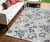 4' X 6' Blue And Grey Floral Stain Resistant Non Skid Area Rug