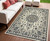 4' X 6' Ivory and Blue Oriental Stain Resistant Indoor Outdoor Area Rug