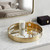 15" Gold And Mirrored Glass Round Metal Tray With Handles 15" Gold And Mirrored Glass Round Metal Tray With Handles