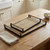 Set of Two Brown Wood Indoor Outdoor Serving Tray With Handles Set of Two Brown Wood Indoor Outdoor Serving Tray With Handles
