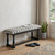 15" Off White and Black Upholstered Faux Leather Bench 15" Off White and Black Upholstered Faux Leather Bench