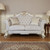 66" Two Tone Ivory And Pearl Velvet Loveseat and Toss Pillows