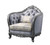 43" Light Gray and Platinum Fabric Floral Tufted Arm Chair And Toss Pillow