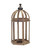 Set of Two Brown Distressed Wood And Glass Floor Lantern Candle Holders Set of Two Brown Distressed Wood And Glass Floor Lantern Candle Holders