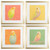 Set Of Four Colorful Bird B S/4 Gold Framed Print Wall Art Set Of Four Colorful Bird B S/4 Gold Framed Print Wall Art