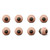 Set of Eight Orange And White Ceramic And Metal Drawer Pull Knobs