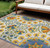 7' X 10' Ivory Blue Yellow And Orange Floral Indoor Outdoor Area Rug 7' X 10' Ivory Blue Yellow And Orange Floral Indoor Outdoor Area Rug