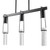 Black And Clear Three Light Metal Dimmable Smart Enabled Chandelier With Clear Shades