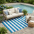 5' X 8' Navy Blue Striped Washable Non Skid Indoor Outdoor Area Rug