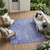 9' X 12' Navy Blue Abstract Washable Non Skid Indoor Outdoor Area Rug