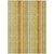 5' X 8' Tan Orange and Green Striped Washable Non Skid Indoor Outdoor Area Rug