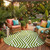 8' Round Lime Green and White Round Geometric Washable Non Skid Indoor Outdoor Area Rug 8' Round Lime Green and White Round Geometric Washable Non Skid Indoor Outdoor Area Rug