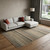 6' X 9' Tan Blue and Orange Striped Hand Knotted Area Rug