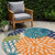 4' Ivory And Blue Round Indoor Outdoor Area Rug 4' Ivory And Blue Round Indoor Outdoor Area Rug