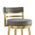 26" Gray and Gold Faux Leather and Stainless Steel Low Back Counter Height Swivel Bar Chair 26" Gray and Gold Faux Leather and Stainless Steel Low Back Counter Height Swivel Bar Chair