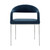 Set of Two Blue And Silver Upholstered Polyester Open Back Dining Arm Chairs