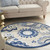 5' Blue And Gray Round Indoor Outdoor Area Rug