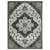 3' X 5' Blue Gray And Ivory Medallion Area Rug With Fringe
