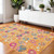 4' X 6' Blue And Orange Floral Distressed Area Rug 4' X 6' Blue And Orange Floral Distressed Area Rug