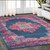5' X 7' Blue And Pink Medallion Distressed Area Rug