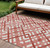 9' X 12' Red And Ivory Geometric Washable Indoor Outdoor Area Rug 9' X 12' Red And Ivory Geometric Washable Indoor Outdoor Area Rug
