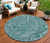 8' Teal Blue Aqua And Ivory Round Paisley Washable Indoor Outdoor Area Rug