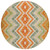 8' Beige Orange And Red Round Geometric Washable Indoor Outdoor Area Rug