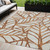 5' X 8' Orange Beige And Copper Floral Washable Indoor Outdoor Area Rug 5' X 8' Orange Beige And Copper Floral Washable Indoor Outdoor Area Rug