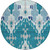 8' Teal Blue Navy Blue And Gray Round Ikat Washable Indoor Outdoor Area Rug 8' Teal Blue Navy Blue And Gray Round Ikat Washable Indoor Outdoor Area Rug