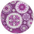 8' Eggplant And Mauve Round Floral Medallion Washable Indoor Outdoor Area Rug 8' Eggplant And Mauve Round Floral Medallion Washable Indoor Outdoor Area Rug
