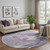 8' Lavender Gray And Ivory Abstract Washable Round Rug With UV Protection 8' Lavender Gray And Ivory Abstract Washable Round Rug With UV Protection