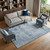 10' X 14' Denim Blue And Ivory Abstract Washable Area Rug With UV Protection