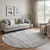 8' Gray And Silver Striped Washable Round Rug With UV Protection