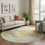 8' Green Ivory Gold And Purple Abstract Geometric Washable Round Rug With UV Protection